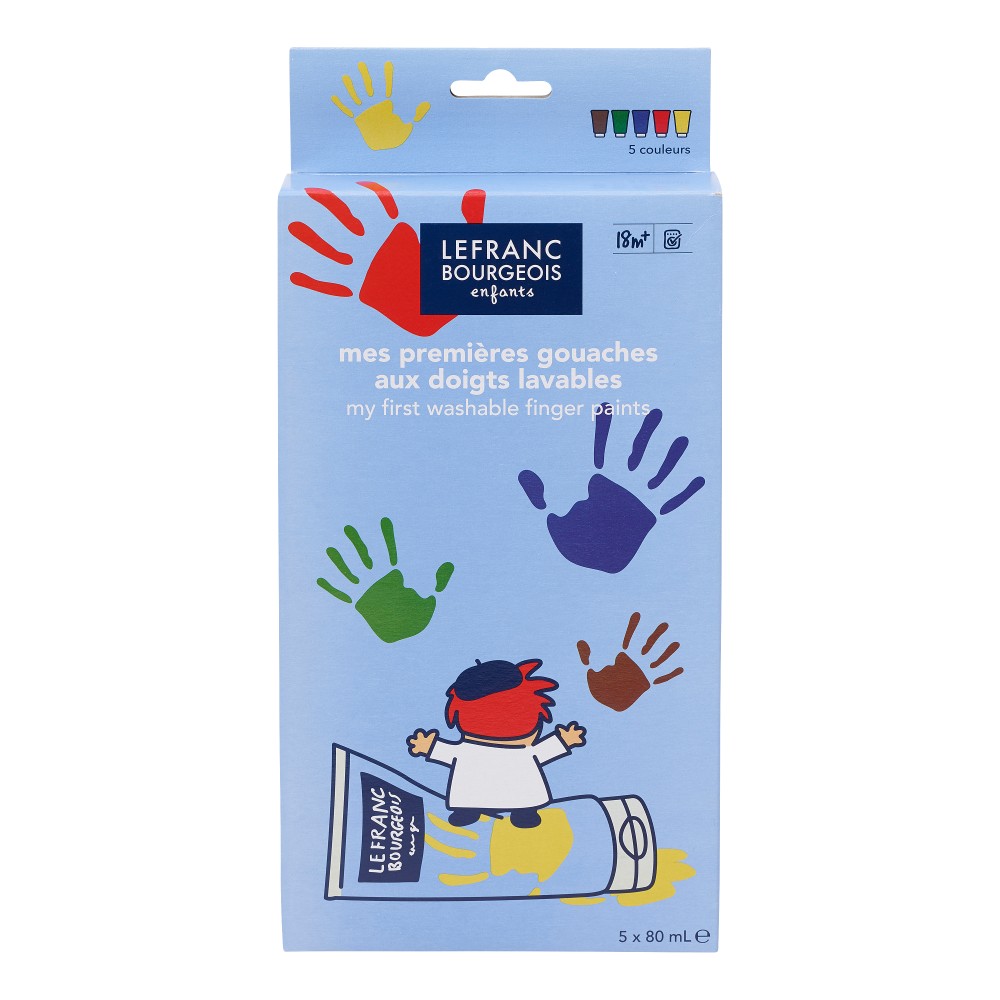 Washable Finger Paints Set 5x80ml | Lefranc & Bourgeois